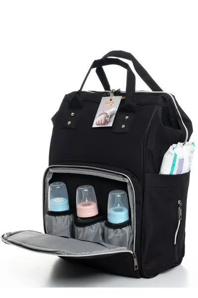 Черна, непропускаща петна, водоустойчива, терморазделена класическа раница за майки и бебета