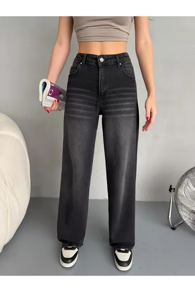 Дамски висока талия блед ефект винтидж палацо дънки