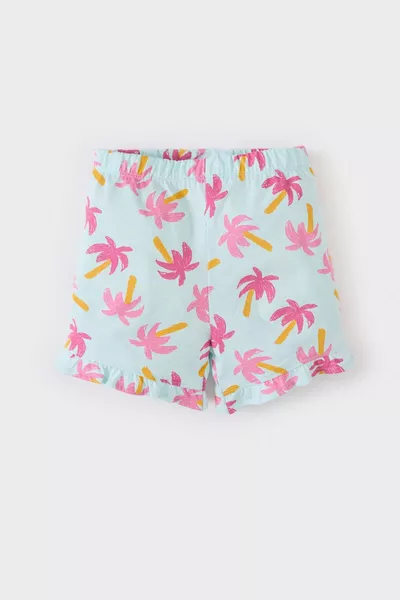 Mädchenbaby 2-teiliger Anzug mit Blumenmuster, kurzärmeliges T-Shirt und Gummibund-Shorts SM