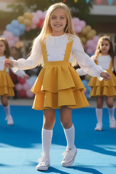 Детское платье для девочки, желтое, стиль Хелен, сарафан с кружевной блузкой, костюм для представлений на  апреля и  октября, с длинными рукавами