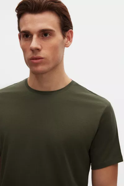 Ds Damat Slim Fit Хаки Футболка с круглым вырезом, % хлопок, дышащая