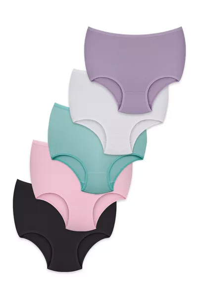 Women's Underwear 5-Pack - High Waist, Breathable Cotton Fabric, Comfortable Intimates