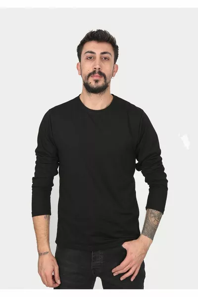 كلاسيكيات الرجال العادية صالح طاقم الرقبة طويلة الأكمام تي شيرت 3 قطع