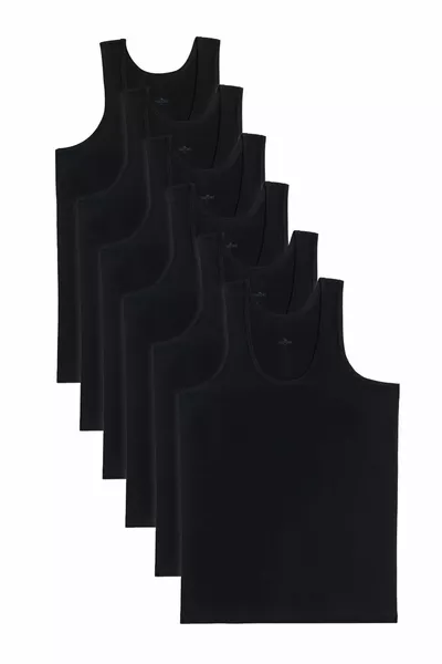 6 قطع قميص داخلي رجالي أسود ضيق من القطن بنسبة % قصّة عادية مقاس قياسي، عبوة من 6 قطع