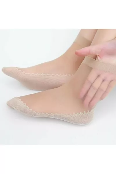 3 Paia di Calzini a Rete Color Carne da Donna