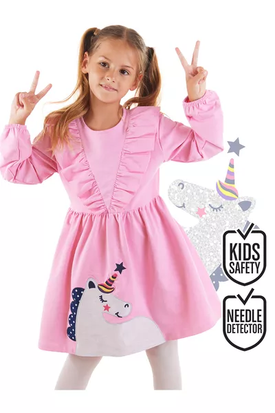 Glittery Unicorn Girls' Pink Dress