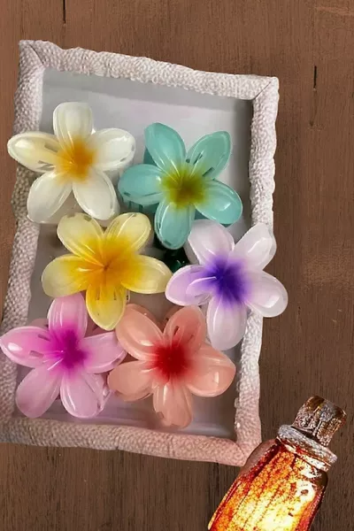 Pince à cheveux Fleur de Lotus 9 cm 6 pièces