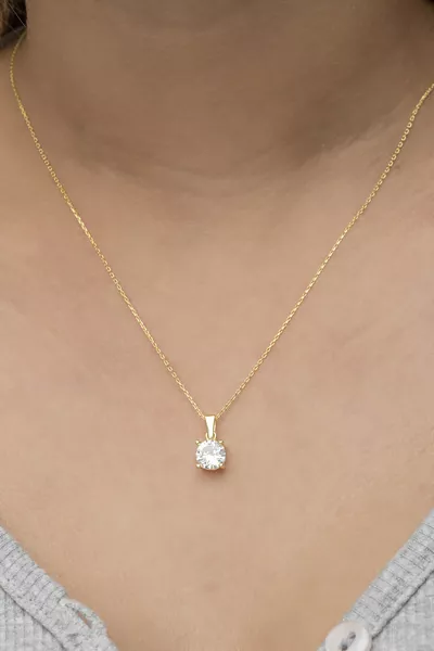 Setting Silver Gold Solitaire Design Necklace