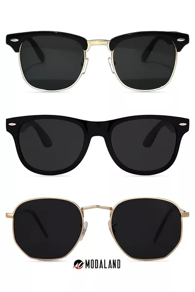 نظارات شمسية مستطيلة للجنسين موسم جديد مجموعة فاخرة ثلاثية العرض