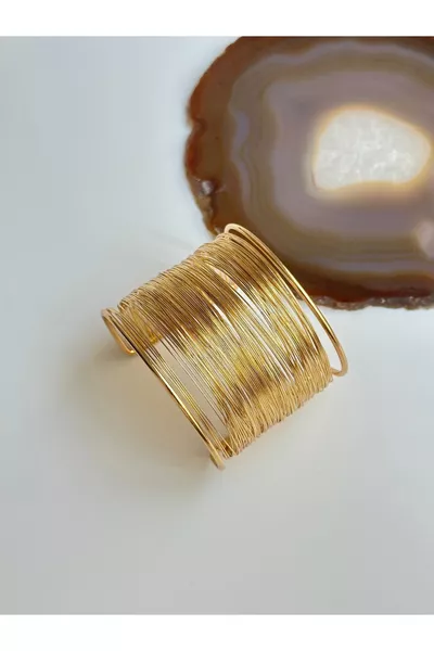 سوار سلكي سميك من فولاذ l، قابل للتعديل، يمكن استخدامه أيضًا كسوار ذراع ذهبي