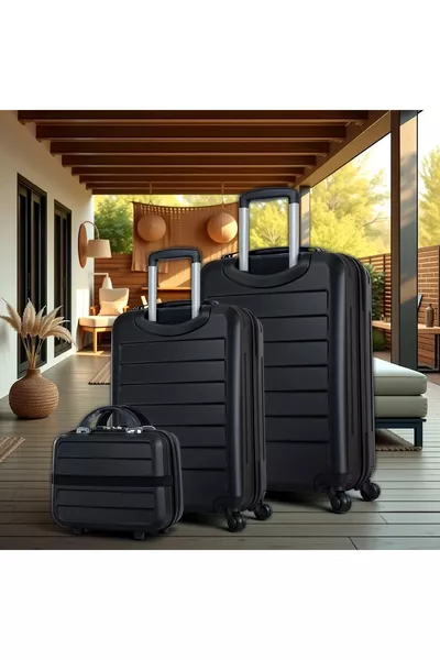 مجموعة حقائب سفر روبي أبد كبين متوسطة مع مزيج كبير وملوّنة بالأسود من 3 قطع