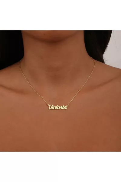 Колие с името с сребърно покритие и колие с името с позлатено покритие - ръчно изработено специално колие с име - за влюбени