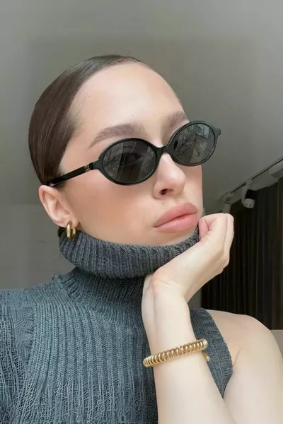 MIUX Burgundy Leopard Sunglasses Oval  New Season Popular  / REN Eyewear