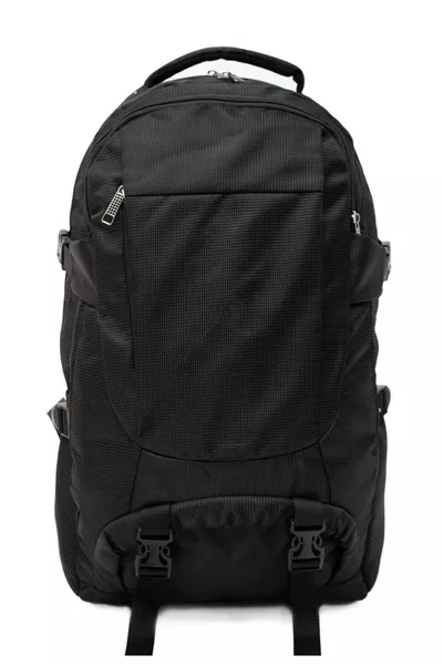 حقيبة ظهر سوداء مقاومة للماء للجنسين بكثير من الجيوب، مناسبة للتخييم والمشي لمسافات طويلة وتسلق الجبال