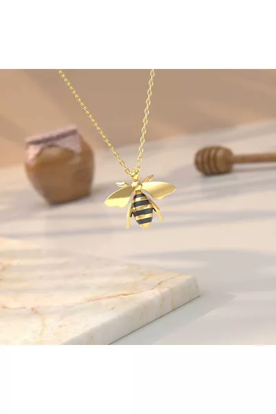 Enamel Bee Gold-Plated Silver Necklace