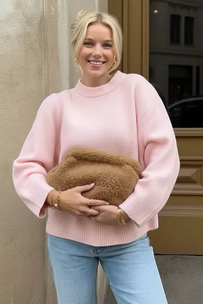 Женская сумка-клатч из плюша цвета верблюда Teddy