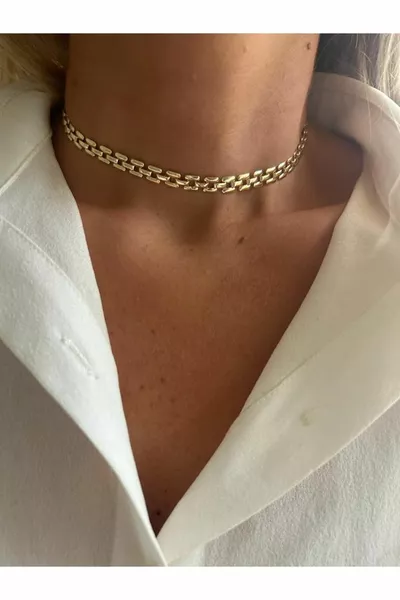 عقد تشوكر مطلي بالذهب عتيق