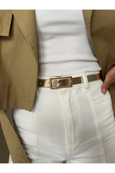 حزام نسائي ذهبي اللون للبنطال أو الفستان