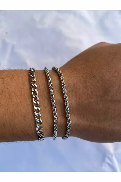 Triple Knitted Twist Figaro Model Unisex Bracelet Set