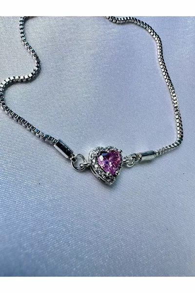 Браслет из серебра и стали с сердечком