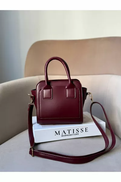 حقيبة يد وكتف نسائية من الجلد الصناعي البوردو، طراز عصري خالد بحمالة عابرة