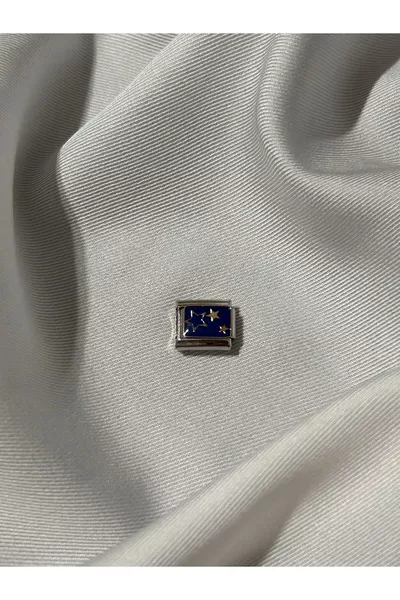 Charm Italiano con Stella Blu in Acciaio Inossidabile