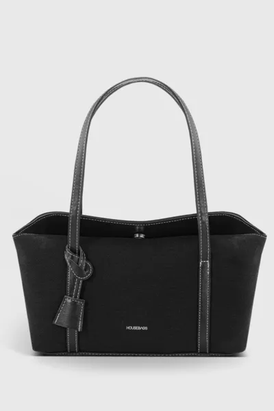 Borsa a Tracolla Nera in Tela per Bowling con Coperchio 