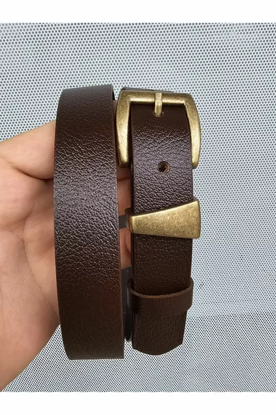 Ceinture marron foncé en cuir véritable à boucle antique