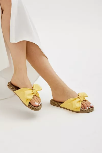 Gelbe Schleife Damen Sandalen Rutschfeste Sohle Pool Meer Strand Sandalen