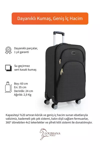 حقيبة صغيرة بعجلات 4 من القماش أنثراسيت 