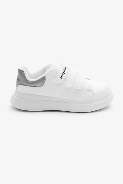 Children's Unisex White Silver EVA Phylon Sole Triple Velcro Sports Shoes