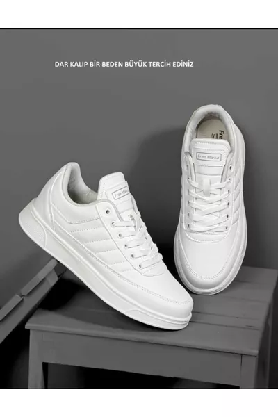 Täglicher Herren Weißer Sneaker Schnürer Bequeme Orthopädische Sportschuhe