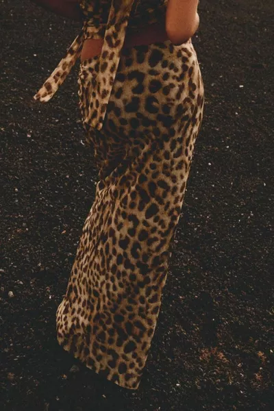 Women's Camel Leopard Print Lined Tulle Skirt