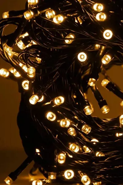 كابل أسود طويل  أمتار مع  لمبة LED متصلة، إضاءة LED نهارية وصفراء، للعام الجديد والزفاف والخطوبة