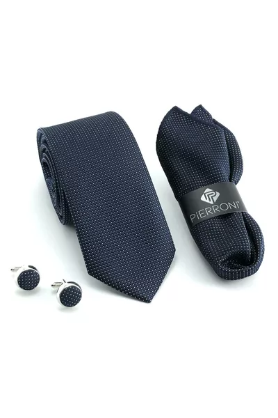 Navy Blue Tie, Pocket Square, Cufflinks, Socks Special Set