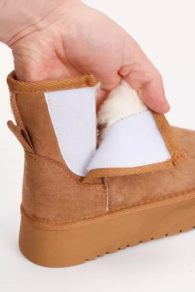 حذاء بوت للبنات الأطفال حذاء أطفال بوت للبنات مبطن من الداخل بالصوف مزود بإغلاق لاصق حذاء أطفال شتوي