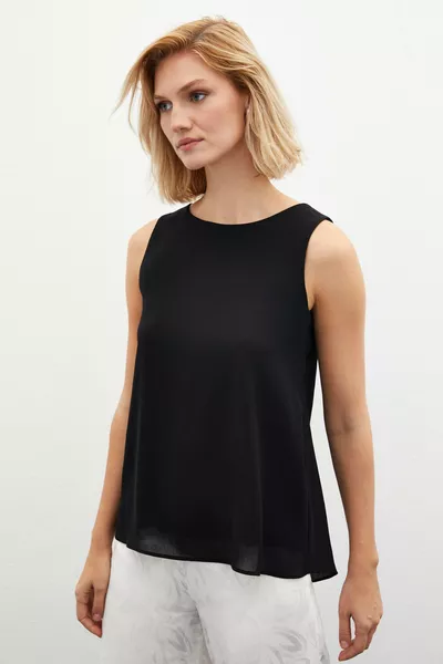 بلوزة فضفاضة بدون أكمام - أسود