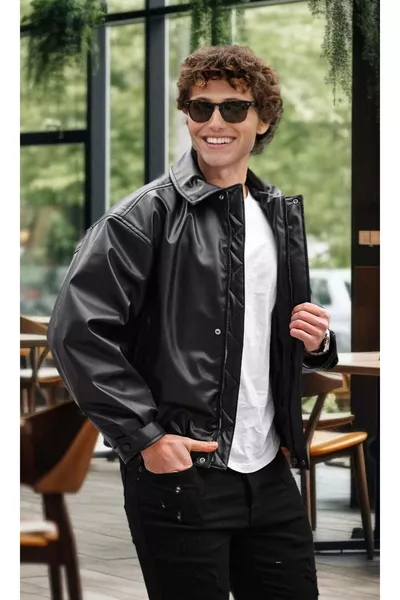 جاكيت جلدي واسع مقاس كبير لموسم جديد للجنسين