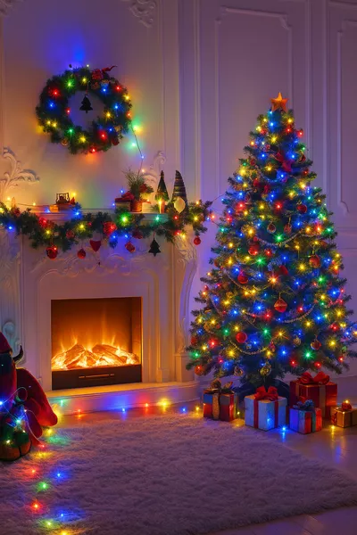 أضواء شجرة عيد الميلاد الملونة بطول 5 أمتار مع قابس LED RGB وزر تشغيل