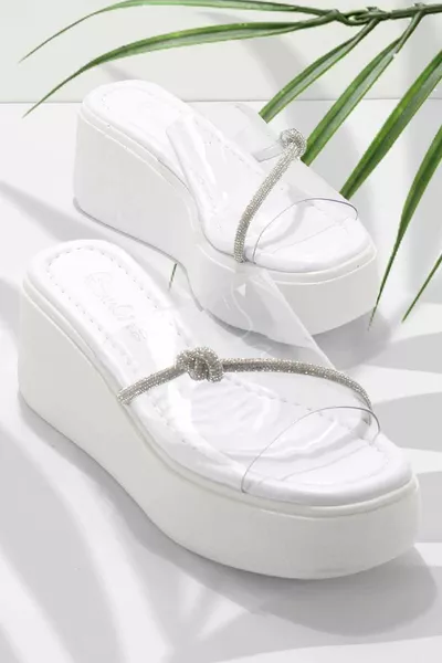 Weiße Damen Hausschuhe 