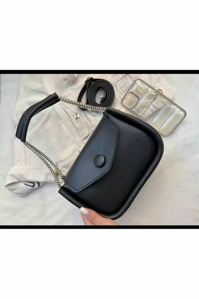 حقيبة رغيف رغيف فرنسي بسلسلة سوداء