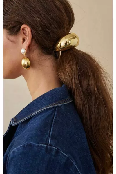 Boucle en caoutchouc doré pour femme