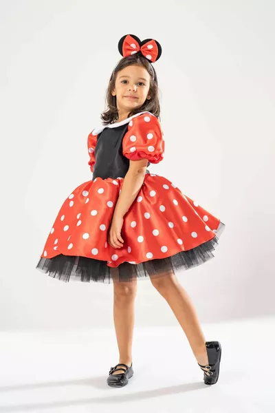 Minnie Mouse filles rouge à pois robe d’anniversaire et costume de fête (cadeau de couronne)