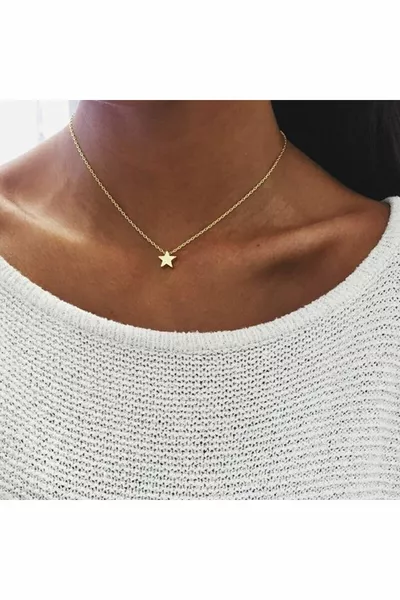 Gold Color Combination Heart Necklace Star Necklace Kartier Nail Bracelet And Cube Combination Bracelet - 