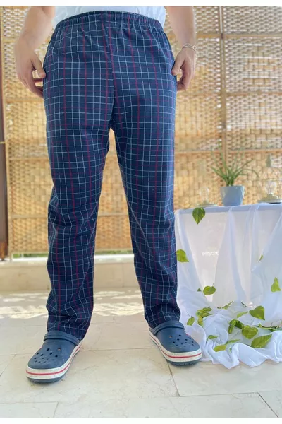 الرجال  ٪ القطن متقلب الخصر جيوب مرنة بيجامة قيعان بدلة رياضية مخطط أبيض