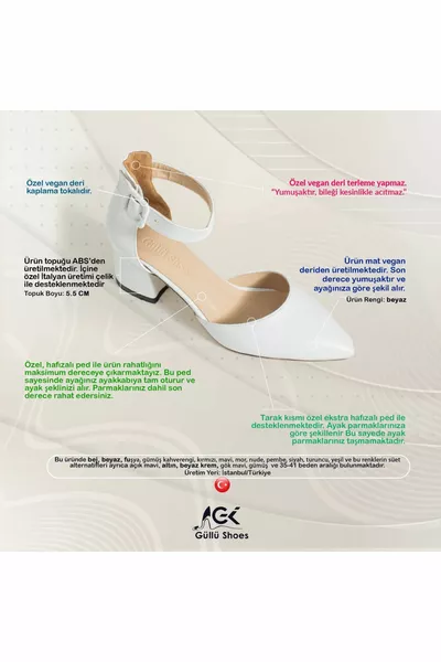 Дамска вечерна рокля на бял ток Обувки за сватбена рокля на дебел ток 5.5см