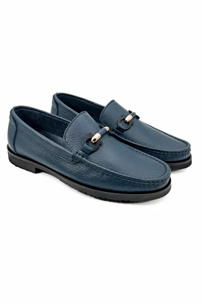 Темно-синий натуральный кожаный пряжка мужские лоферы kz