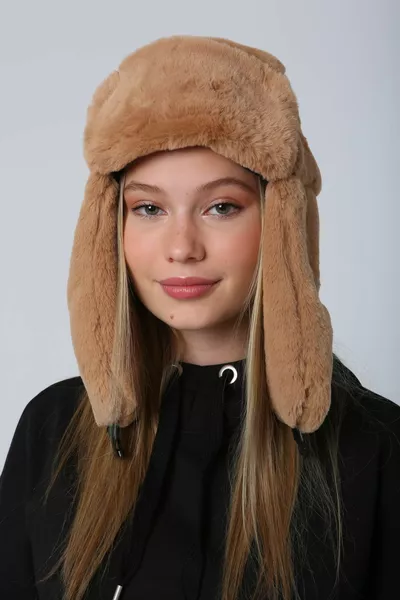 قبعة ترابر من الفرو الناعم البني، قبعة صغيرة صغيرة مع غطاء أذن مشبك للطقس 
