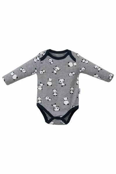 Панда щампован бебе Boy Snap Badi And Booties Долна тройка Двоен комплект