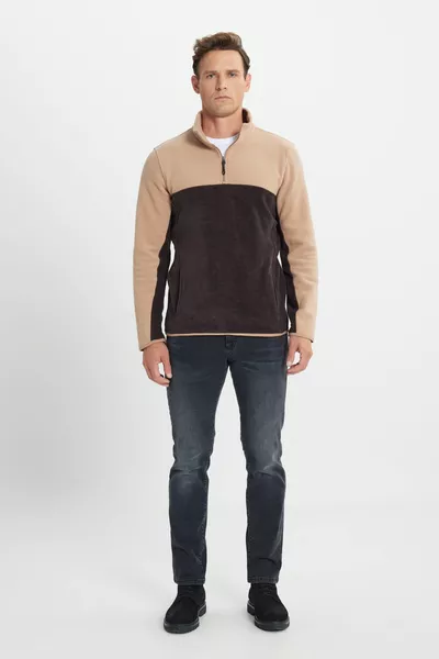 الرجال الحليب القهوة القهوة القياسية صالح عادي صالح عارضة عارضة مزدوجة اللون الصوف الرياضة قميص من النوع الثقيل